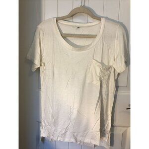 Uniboutique Cream White Tee With Pocket Size Medium